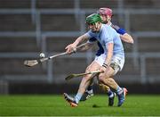 28 October 2023; Mike Foley of Na Piarsaigh in action against Tom O'Brien of Patrickswell during the Limerick County Senior Club Hurling Championship final between Na Piarsaigh and Patrickswell at the TUS Gaelic Grounds in Limerick. Photo by Piaras Ó Mídheach/Sportsfile