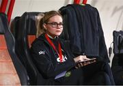 31 October 2023; Republic of Ireland's STATSports analyst Claire Dunne before the UEFA Women's Nations League B match between Albania and Republic of Ireland at Loro Boriçi Stadium in Shkoder, Albania. Photo by Stephen McCarthy/Sportsfile