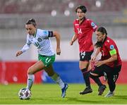 31 October 2023; Katie McCabe of Republic of Ireland in action against Megi Doci of Albania during the UEFA Women's Nations League B match between Albania and Republic of Ireland at Loro Boriçi Stadium in Shkoder, Albania. Photo by Stephen McCarthy/Sportsfile