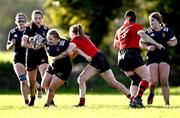 1 November 2023; Avril Whittle of North Midlands in action against Anna Dawson of North East during the BearingPoint Sarah Robinson Cup round two match between North East and North Midlands at Mullingar RFC in Mullingar, Westmeath. Photo by Piaras Ó Mídheach/Sportsfile