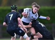 1 November 2023; Alex Bagnall of Midlands is tackled by Thibaut Anderson of Metro during the BearingPoint Shane Horgan Cup round two match between Metro and Midlands at Mullingar RFC in Mullingar, Westmeath. Photo by Piaras Ó Mídheach/Sportsfile