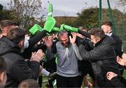 2 November 2023; Goalkeeper Alan Mannus is given a guard of honour by team-mates and staff during a Shamrock Rovers media conference at Roadstone Group Sports Club in Dublin. Photo by Tyler Miller/Sportsfile