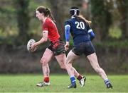 1 November 2023; Lillian Brady of North East in action against Louise Murphy of North Midlands during the BearingPoint Sarah Robinson Cup round two match between North East and North Midlands at Mullingar RFC in Mullingar, Westmeath. Photo by Piaras Ó Mídheach/Sportsfile
