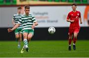 28 October 2023; Tristian Donnelly of Shamrock Rovers during the EA SPORTS MU17 LOI Mark Farren Cup match between Shamrock Rovers and Shelbourne at Tallaght Stadium in Dublin. Photo by Tyler Miller/Sportsfile