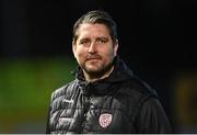 3 November 2023; Derry City manager Ruaidhrí Higgins before the SSE Airtricity Men's Premier Division match between Derry City and St Patrick's Athletic at The Ryan McBride Brandywell Stadium in Derry. Photo by Ramsey Cardy/Sportsfile