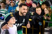3 November 2023; Roberto Lopes of Shamrock Rovers with supporters before the SSE Airtricity Men's Premier Division match between Shamrock Rovers and Sligo Rovers at Tallaght Stadium in Dublin. Photo by Stephen McCarthy/Sportsfile