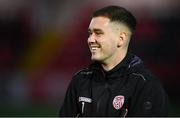 3 November 2023; Derry City goalkeeper Brian Maher before the SSE Airtricity Men's Premier Division match between Derry City and St Patrick's Athletic at The Ryan McBride Brandywell Stadium in Derry. Photo by Ramsey Cardy/Sportsfile