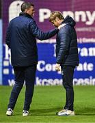 3 November 2023; Drogheda United manager Kevin Doherty, left, with Shelbourne manager Damien Duff before the SSE Airtricity Men's Premier Division match between Drogheda United and Shelbourne at Weaver's Park in Drogheda, Louth. Photo by Piaras Ó Mídheach/Sportsfile