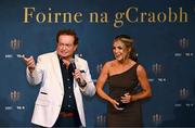 3 November 2023; Deborah Murphy of Limerick is interviewed by MC Marty Morrissey during the 2023 TG4 Teams of the Championship awards night at Croke Park in Dublin. Photo by Sam Barnes/Sportsfile