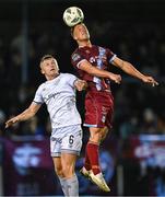 3 November 2023; Matthew O'Brien of Drogheda United in action against JJ Lunney of Shelbourne during the SSE Airtricity Men's Premier Division match between Drogheda United and Shelbourne at Weaver's Park in Drogheda, Louth. Photo by Piaras Ó Mídheach/Sportsfile