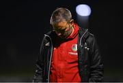 3 November 2023; Cork City manager Richie Holland reacts during the SSE Airtricity Men's Premier Division match between Bohemians and Cork City at Dalymount Park in Dublin. Photo by Tyler Miller/Sportsfile