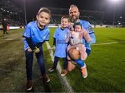 3 November 2023; Shamrock Rovers goalkeeer Alan Mannus with his children, from left, Mason, Cameron and Freya, aged five months, before the SSE Airtricity Men's Premier Division match between Shamrock Rovers and Sligo Rovers at Tallaght Stadium in Dublin. Photo by Stephen McCarthy/Sportsfile