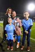 3 November 2023; Shamrock Rovers goalkeeer Alan Mannus with his partner Leanne and children, from left, Cameron, Freya, aged five months, and Mason, before the SSE Airtricity Men's Premier Division match between Shamrock Rovers and Sligo Rovers at Tallaght Stadium in Dublin. Photo by Stephen McCarthy/Sportsfile