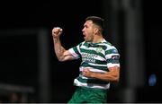 3 November 2023; Aaron Greene of Shamrock Rovers celebrates after scoring his side's third goal during the SSE Airtricity Men's Premier Division match between Shamrock Rovers and Sligo Rovers at Tallaght Stadium in Dublin. Photo by Stephen McCarthy/Sportsfile