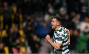 3 November 2023; Aaron Greene of Shamrock Rovers celebrates after scoring his side's third goal during the SSE Airtricity Men's Premier Division match between Shamrock Rovers and Sligo Rovers at Tallaght Stadium in Dublin. Photo by Stephen McCarthy/Sportsfile
