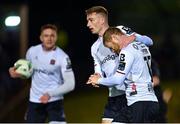 3 November 2023; Daryl Horgan of Dundalk celebrates after scoring his side's second goal with Alfie Lewis during the SSE Airtricity Men's Premier Division match between UCD and Dundalk at UCD Bowl in Dublin. Photo by Stephen Marken/Sportsfile