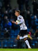 3 November 2023; Daniel Kelly of Dundalk celebrates after scoring his side's third goal during the SSE Airtricity Men's Premier Division match between UCD and Dundalk at UCD Bowl in Dublin. Photo by Stephen Marken/Sportsfile