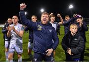 3 November 2023; Shelbourne manager Damien Duff with his son Woody after his side's victory in the SSE Airtricity Men's Premier Division match between Drogheda United and Shelbourne at Weaver's Park in Drogheda, Louth. Photo by Piaras Ó Mídheach/Sportsfile