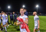 3 November 2023; Luke Byrne of Shelbourne after his side's victory in the SSE Airtricity Men's Premier Division match between Drogheda United and Shelbourne at Weaver's Park in Drogheda, Louth. Photo by Piaras Ó Mídheach/Sportsfile