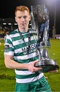 3 November 2023; Rory Gaffney of Shamrock Rovers with the SSE Airtricity Men's Premier Division trophy after the SSE Airtricity Men's Premier Division match between Shamrock Rovers and Sligo Rovers at Tallaght Stadium in Dublin. Photo by Seb Daly/Sportsfile