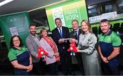 6 November 2023; In attendance at the launch of the Paralympics Ireland unique Paris 2024 brand at the Perform at Paris Conference, at the Aviva Stadium in Dublin, are from left, Paris 2024 Chef de Mission Neasa Russell, Sport Ireland Chief Executive Officer Dr Úna May, Paralympics Ireland Chief Executive Officer Stephen McNamara, Para Road Cycling World Champions Linda Kelly, Katie George-Dunleavy, Minister of State for Sport and Physical Education, Thomas Byrne TD, Cycling Ireland National Paracycling Coach Jamie Blanchfield, French Ambassador to Ireland Vincent Guérend, Paralympics Ireland Vice-President Lisa Clancy and Paralympics Ireland board member Denis Toomey. Photo by Ramsey Cardy/Sportsfile