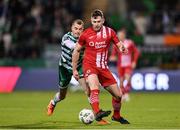 3 November 2023; Karl O’Sullivan of Sligo Rovers in action against Sean Kavanagh of Shamrock Rovers during the SSE Airtricity Men's Premier Division match between Shamrock Rovers and Sligo Rovers at Tallaght Stadium in Dublin. Photo by Seb Daly/Sportsfile