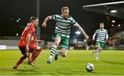 3 November 2023; Sean Hoare of Shamrock Rovers in action against Will Fitzgerald of Sligo Rovers during the SSE Airtricity Men's Premier Division match between Shamrock Rovers and Sligo Rovers at Tallaght Stadium in Dublin. Photo by Seb Daly/Sportsfile