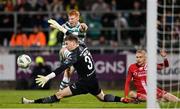 3 November 2023; Rory Gaffney of Shamrock Rovers in action against Sligo Rovers goalkeeper Conor Walsh during the SSE Airtricity Men's Premier Division match between Shamrock Rovers and Sligo Rovers at Tallaght Stadium in Dublin. Photo by Seb Daly/Sportsfile
