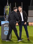 3 November 2023; Shamrock Rovers manager Stephen Bradley, left, and SSE Airtricity digital media lead Gar Murphy after the SSE Airtricity Men's Premier Division match between Shamrock Rovers and Sligo Rovers at Tallaght Stadium in Dublin. Photo by Seb Daly/Sportsfile