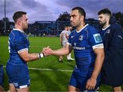 4 November 2023; Dylan Donnellan and Charlie Ngatai of Leinster after their side's victory in the United Rugby Championship match between Leinster and Edinburgh at the RDS Arena in Dublin. Photo by Harry Murphy/Sportsfile