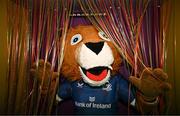 4 November 2023; Leinster mascot Leo The Lion visits the Energia Rugby For All Sensory Bus before the United Rugby Championship match between Leinster and Edinburgh at the RDS Arena in Dublin. Photo by Sam Barnes/Sportsfile
