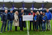 4 November 2023; The OLSC present a cheque to the value of €5177 to JigSaw at half-time during the United Rugby Championship match between Leinster and Edinburgh at the RDS Arena in Dublin. Photo by Sam Barnes/Sportsfile