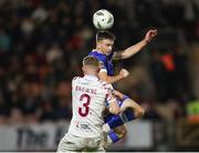 4 November 2023; Darragh Power of Waterford in action against Cian Browne of Cobh Ramblers during the SSE Airtricity Men's First Division Play-Off Final between Waterford and Cobh Ramblers at Turner's Cross in Cork. Photo by Michael P Ryan/Sportsfile
