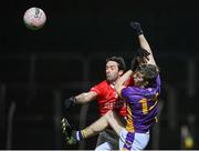 4 November 2023; Benny Kavanagh of Éire Óg and Hugh Kenny of Kilmacud Crokes during the AIB Leinster GAA Football Senior Club Championship quarter-final match between Éire Óg and Kilmacud Crokes at Netwatch Cullen Park in Carlow. Photo by Seb Daly/Sportsfile