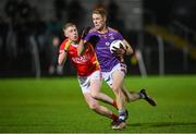4 November 2023; Paul Mannion of Kilmacud Crokes in action against Shane Buggy of Éire Óg during the AIB Leinster GAA Football Senior Club Championship quarter-final match between Éire Óg and Kilmacud Crokes at Netwatch Cullen Park in Carlow. Photo by Seb Daly/Sportsfile