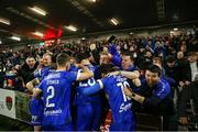 4 November 2023; Waterford players and supporters celebrate their sides first goalscorer by Ronan Coughlan during the SSE Airtricity Men's First Division Play-Off Final between Waterford and Cobh Ramblers at Turner's Cross in Cork. Photo by Michael P Ryan/Sportsfile