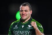 4 November 2023; Tadgh McElroy of Connacht celebrates after his side's victory in the United Rugby Championship match between Connacht and Ulster at The Sportsground in Galway. Photo by Tyler Miller/Sportsfile