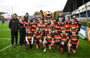 4 November 2023; The Lansdowne team with Leinster players Ross Byrne, Luke McGrath and Dan Sheehan before the Bank of Ireland Half-Time Minis during the United Rugby Championship match between Leinster and Edinburgh at the RDS Arena in Dublin. Photo by Harry Murphy/Sportsfile