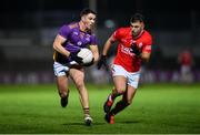 4 November 2023; Shane Walsh of Kilmacud Crokes in action against Colm Hulton of Éire Óg during the AIB Leinster GAA Football Senior Club Championship quarter-final match between Éire Óg and Kilmacud Crokes at Netwatch Cullen Park in Carlow. Photo by Seb Daly/Sportsfile