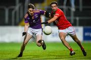 4 November 2023; Dara Mullin of Kilmacud Crokes in action against Benny Kavanagh of Éire Óg during the AIB Leinster GAA Football Senior Club Championship quarter-final match between Éire Óg and Kilmacud Crokes at Netwatch Cullen Park in Carlow. Photo by Seb Daly/Sportsfile