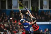 5 November 2023; Kevin Mahony of Ballygunner in action against Paul Leopold of Sarsfields during the AIB Munster GAA Hurling Senior Club Championship quarter-final match between Ballygunner and Sarsfields at Walsh Park in Waterford. Photo by Eóin Noonan/Sportsfile