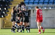 5 November 2023; Ellen Molloy of Wexford Youths, second from right, celebrates with teammates after scoring their side's first goal during the EA SPORTS Women’s U19 Cup Final between Wexford Youths and Shelbourne at Athlone Town Stadium in Westmeath. Photo by Seb Daly/Sportsfile