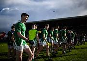 5 November 2023; Michael Maughan of Moycullen, left, before the Galway County Senior Club Football Championship final match between Corofin and Moycullen at Pearse Stadium in Galway. Photo by Harry Murphy/Sportsfile
