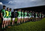 5 November 2023; Moycullen players stand for Amhrán na bhFiann before the Galway County Senior Club Football Championship final match between Corofin and Moycullen at Pearse Stadium in Galway. Photo by Harry Murphy/Sportsfile