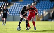 5 November 2023; Mia Lenihan of Wexford Youths in action against Erin Kate Healy of Shelbourne during the EA SPORTS Women’s U19 Cup Final between Wexford Youths and Shelbourne at Athlone Town Stadium in Westmeath. Photo by Seb Daly/Sportsfile