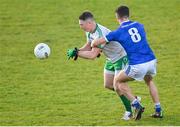 5 November 2023; Mickey Quinn of Killoe Young Emmetts in action against Sean Flanagan of St Loman's Mullingar during the AIB Leinster GAA Football Senior Club Championship quarter-final match between Killoe Young Emmets and St Loman's Mullingar at Glennon Brothers Pearse Park in Longford. Photo by Stephen Marken/Sportsfile