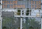 5 November 2023; A general view of the scoreboard after the AIB Leinster GAA Football Senior Club Championship quarter-final match between Killoe Young Emmets and St Loman's Mullingar at Glennon Brothers Pearse Park in Longford. Photo by Stephen Marken/Sportsfile