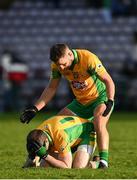 5 November 2023; Gary Sice of Corofin is congratulated by teammate Micheal Lundy after their side's victory in the Galway County Senior Club Football Championship final match between Corofin and Moycullen at Pearse Stadium in Galway. Photo by Harry Murphy/Sportsfile