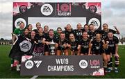5 November 2023; Wexford Youths players celebrate with the EA SPORTS WU19 Cup after their side's victory in the EA SPORTS Women’s U19 Cup Final between Wexford Youths and Shelbourne at Athlone Town Stadium in Westmeath. Photo by Seb Daly/Sportsfile