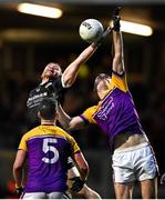 5 November 2023; Aaron Morgan of Kilcoo in action against Conall Jones of Derrygonnelly Harps during the AIB Ulster GAA Football Senior Club Championship round 1 match between Derrygonnelly Harps of Fermanagh and Kilcoo of Down at Brewster Park in Enniskillen, Fermanagh. Photo by Ramsey Cardy/Sportsfile